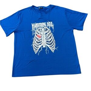 Men’s ROMWE Blue Wandering Soul Graphic Tee NWOT Size XL